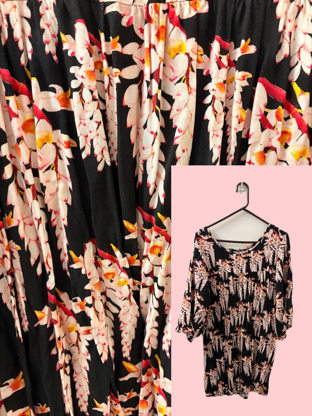 LexBreezy Hawaii Black & Pink Tropical BabyDoll Dress | Size XXL